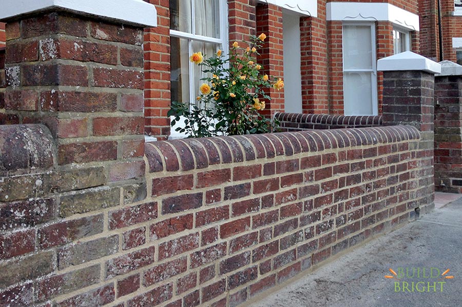 Victorian garden wall lime repointing