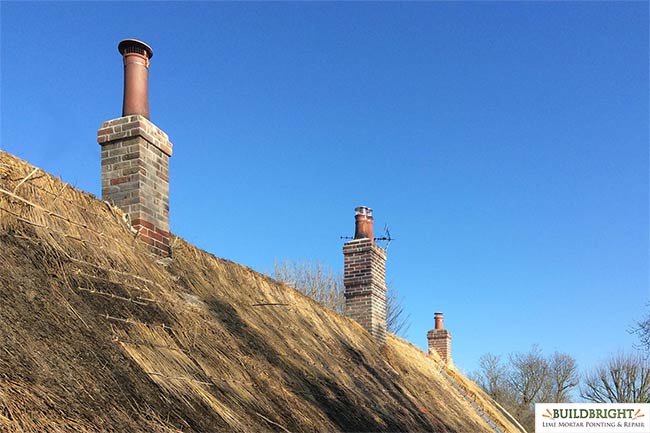 Grade 2 listed cottage chimney rebuild, repair and repointing - Kent